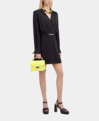 The Kooples F BLACK short black crepe dress with chain
