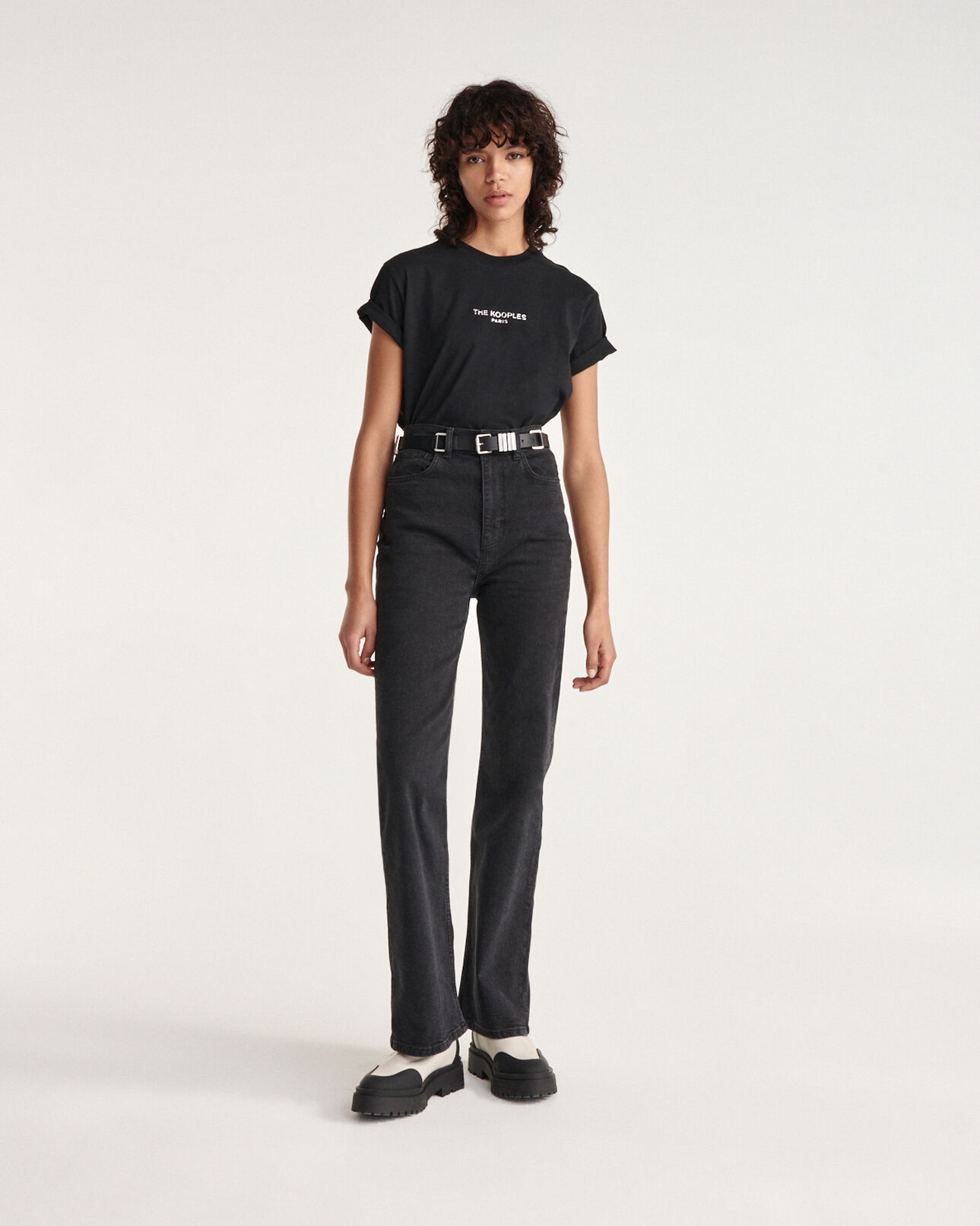 The Kooples FEMME BLACK t-shirt noir à logo