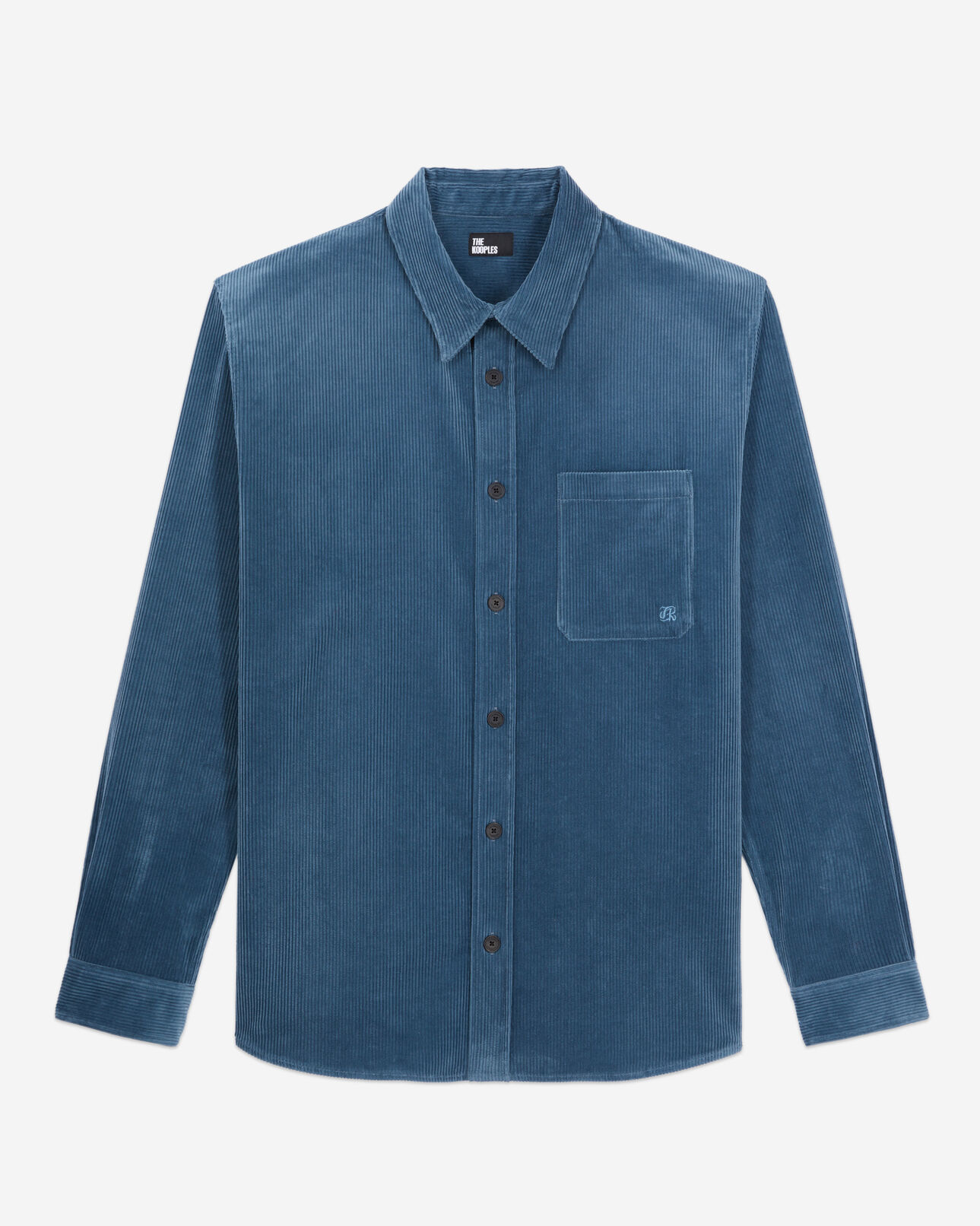 The Kooples MEN BLUE PETROL blue corduroy shirt