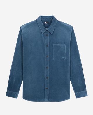 The Kooples HERREN BLUE PETROL blaues hemd aus cordsamt