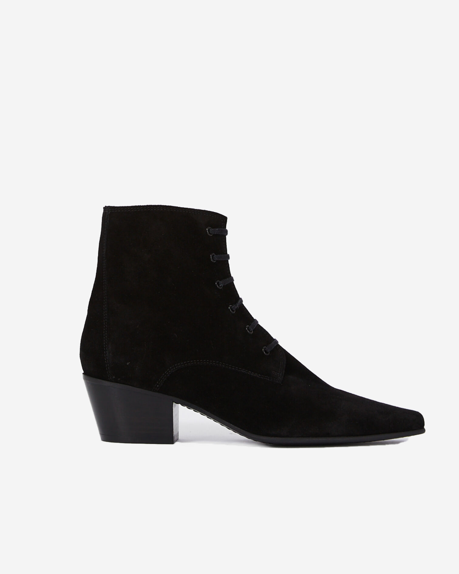 Boots en cuir à lacets noirs, BLACK, hi-res image number null