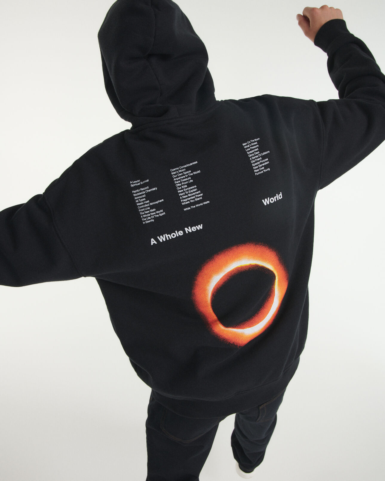 The Kooples HOMME BLACK sweat capuche noir imprimé eclipse dos