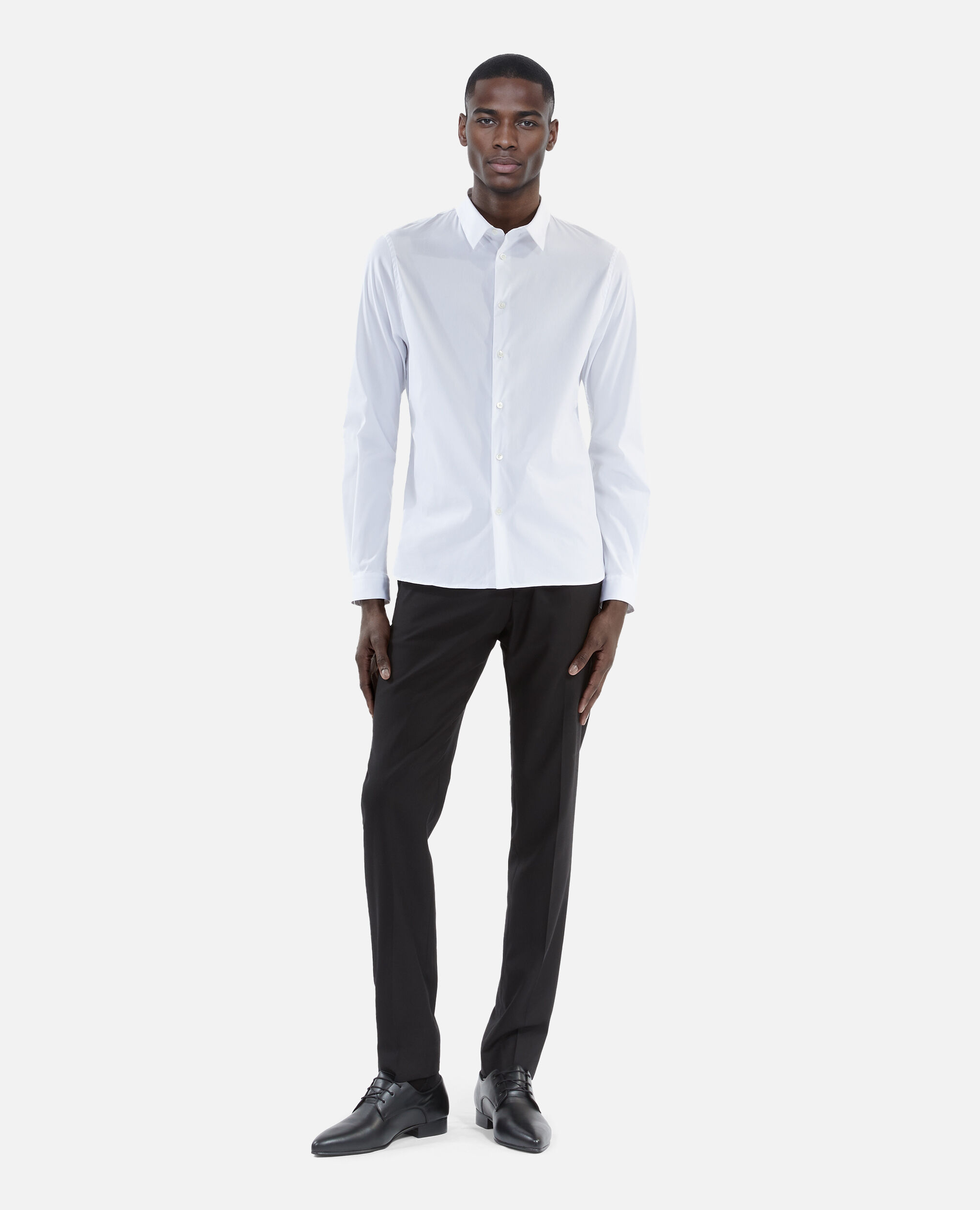 Formal white poplin shirt, WHITE, hi-res image number null