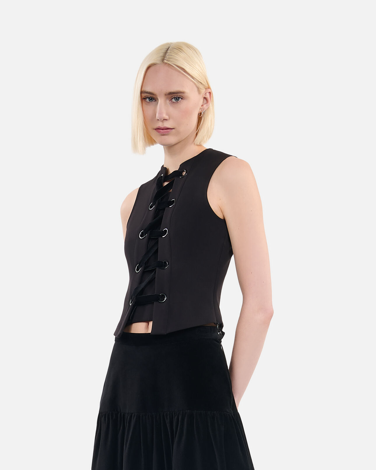 The Kooples WOMEN BLACK black top with lacing