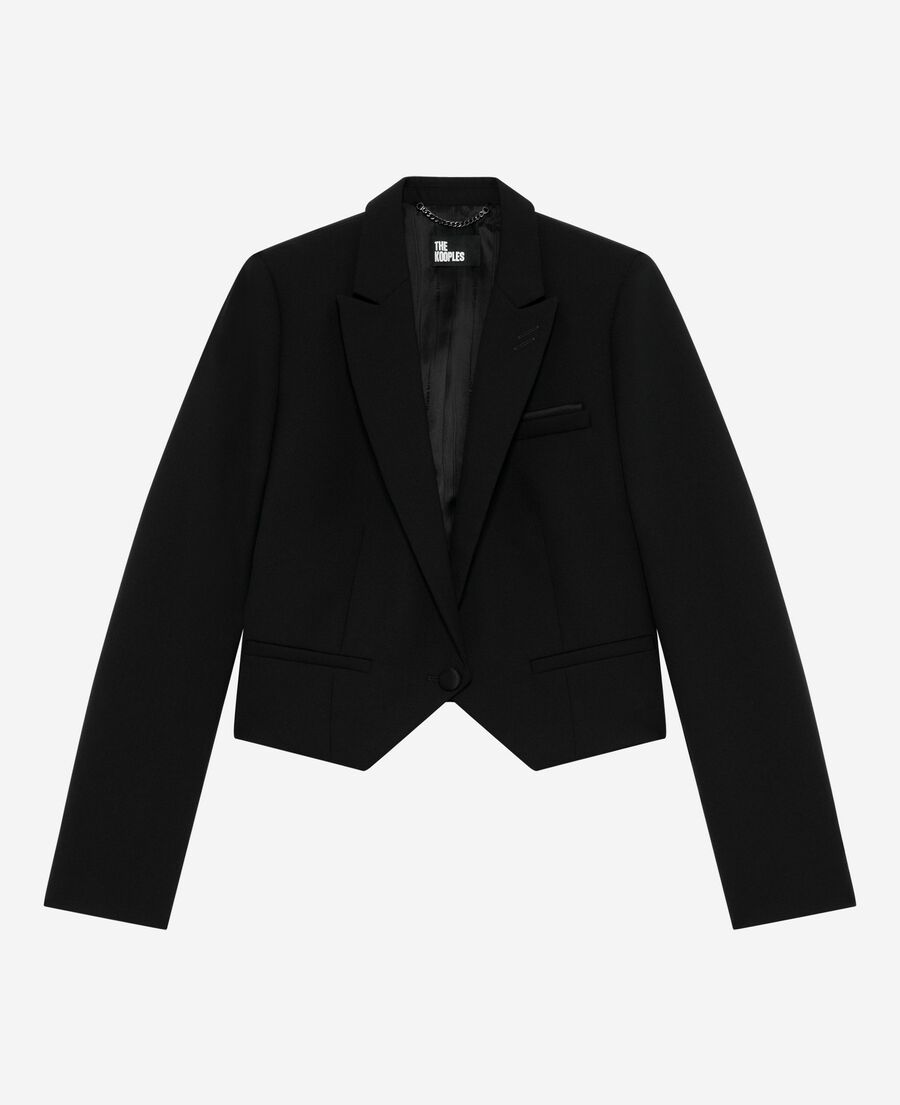 The Kooples WOMEN BLACK short asymmetrical black jacket