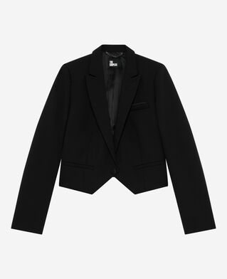 The Kooples WOMEN BLACK short asymmetrical black jacket