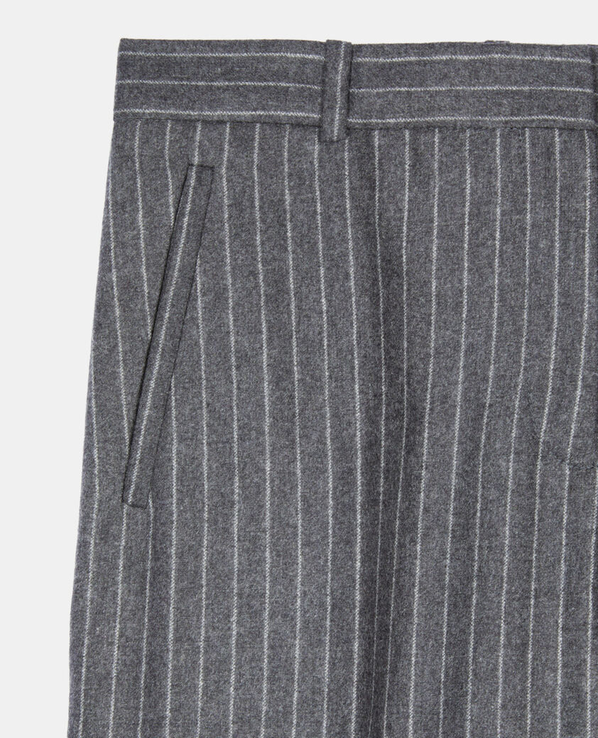 The Kooples WOMEN LIGHT GREY straight striped tailored pants
