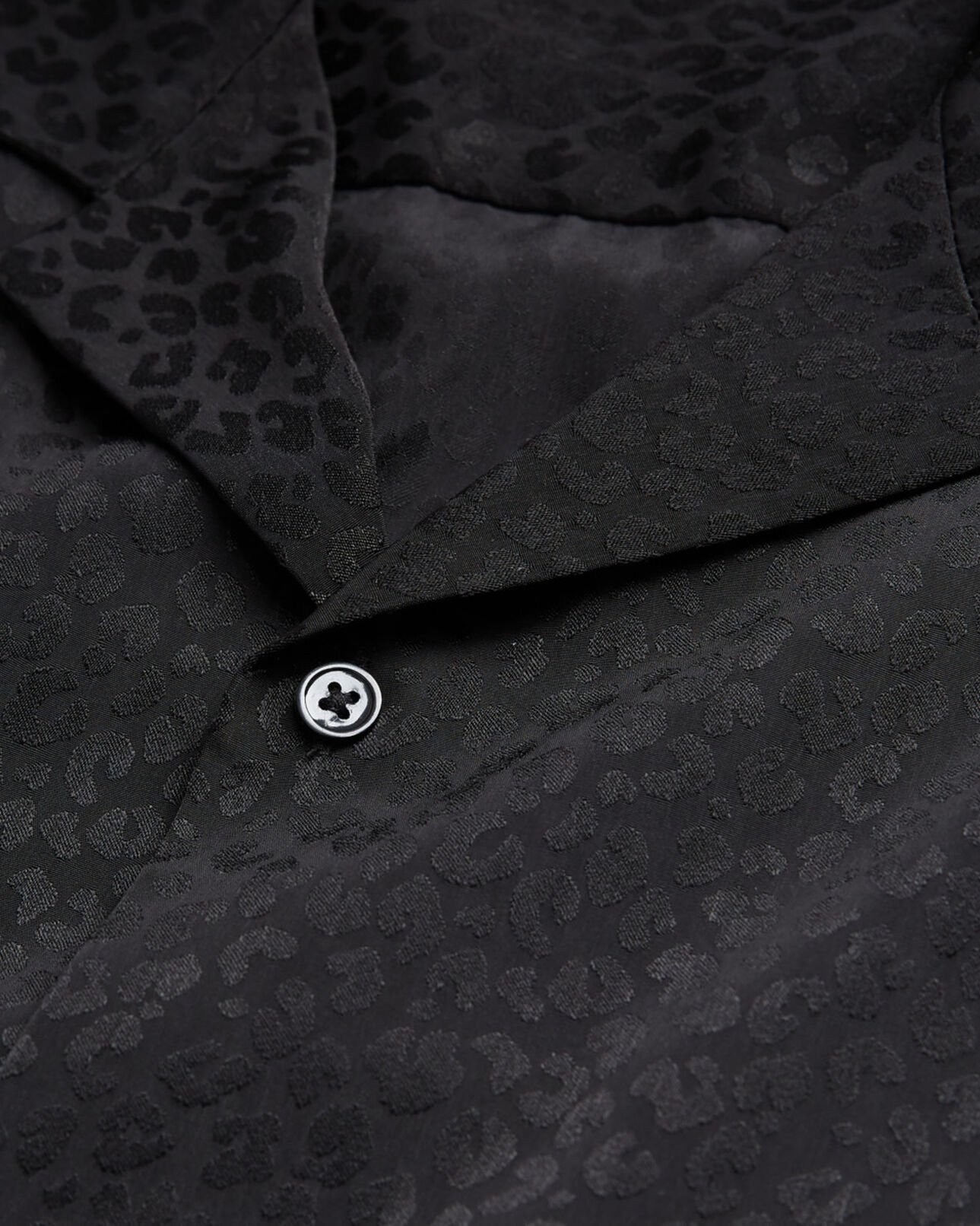 The Kooples MEN BLACK leopard print shirt with hawaiian collar