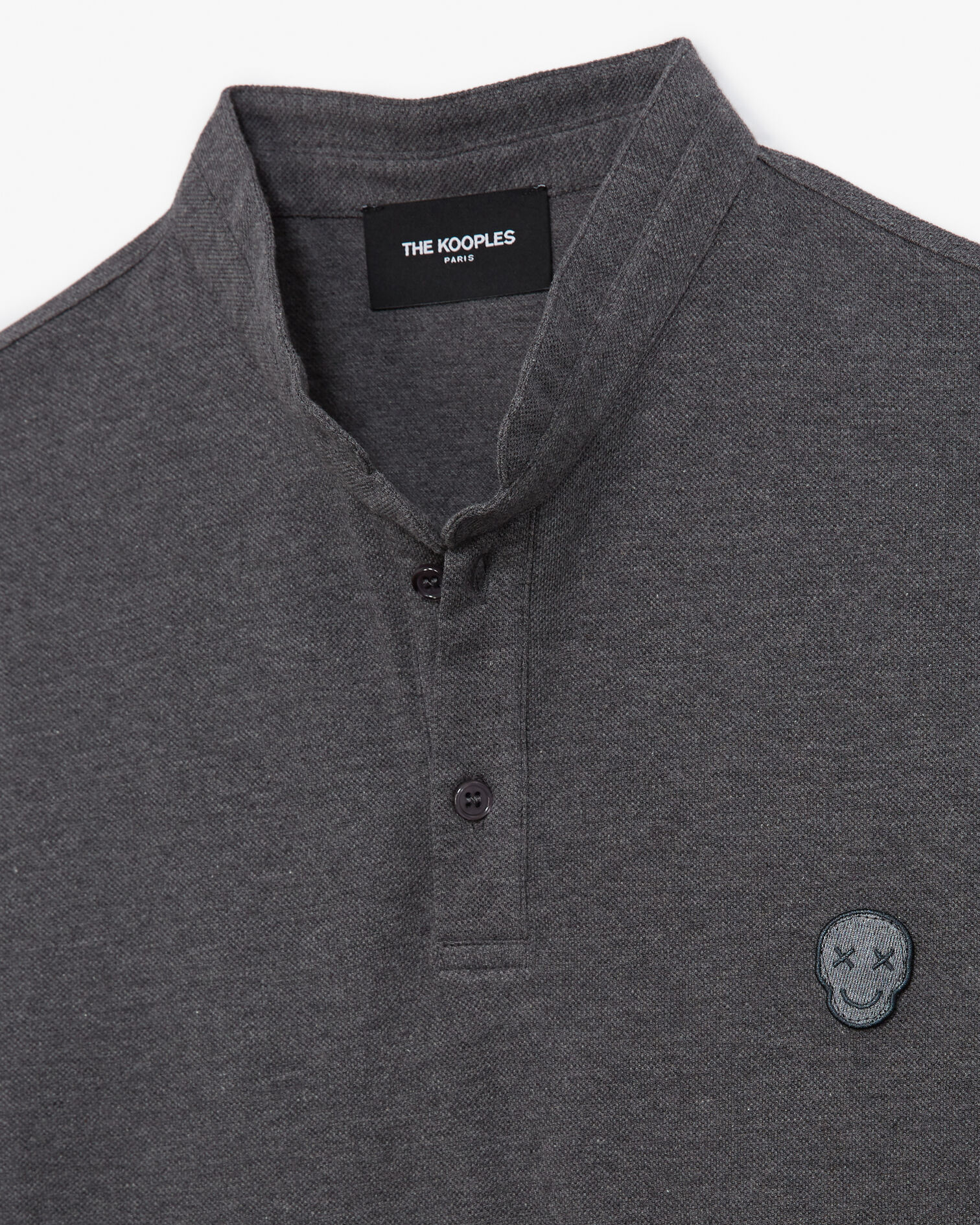 Polo col officier gris en coton, MIDDLE GREY MELANGE, hi-res image number null