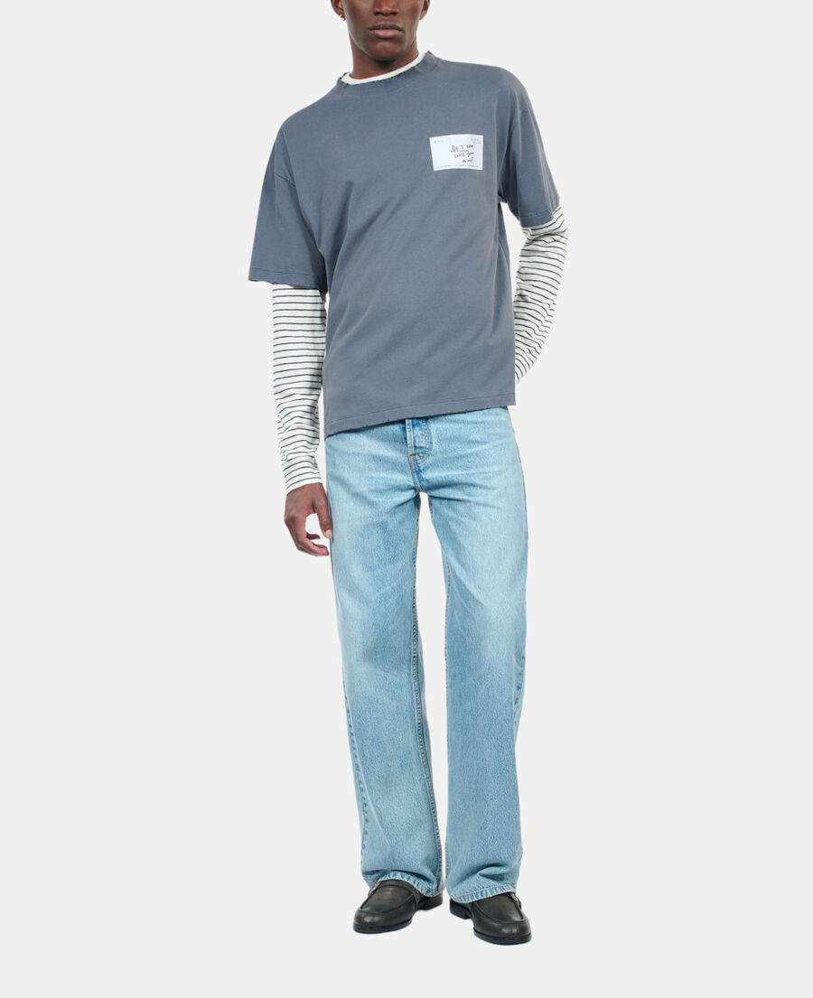 The Kooples HERREN DARK BLUE blaues t-shirt mit business card-siebdruck