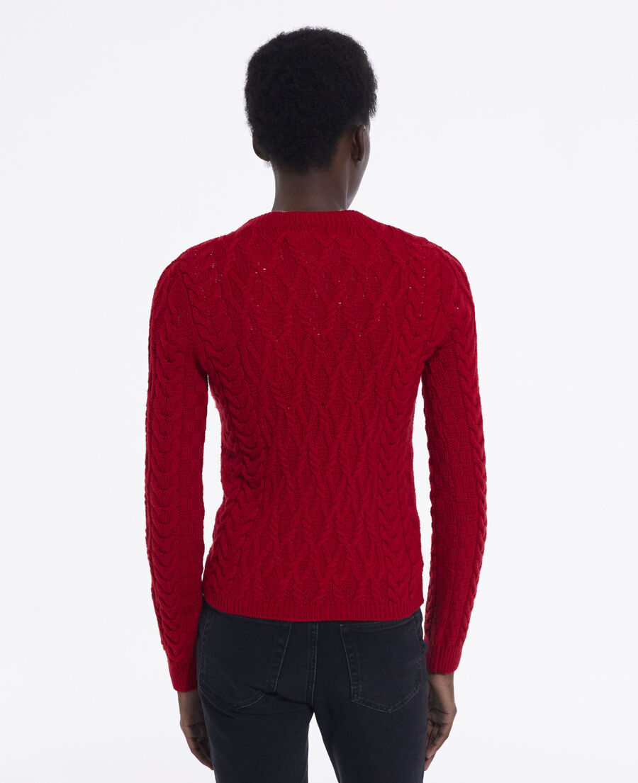 red wool sweater