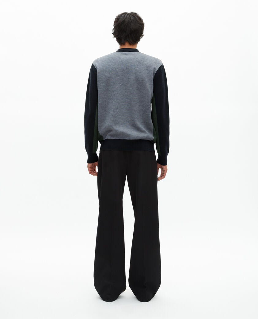 The Kooples HOMME NAVY-GREEN cardigan en laine double face marine