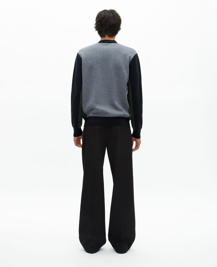 The Kooples H NAVY-GREEN navy double-sided wool cardigan