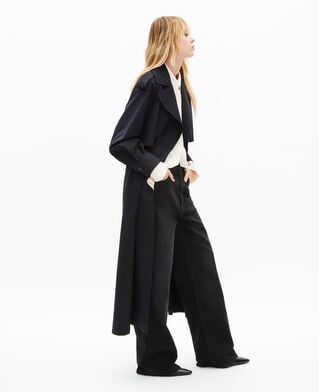The Kooples DAMEN NAVY fl&uuml;ssiger trenchcoat aus wollgemisch in marine