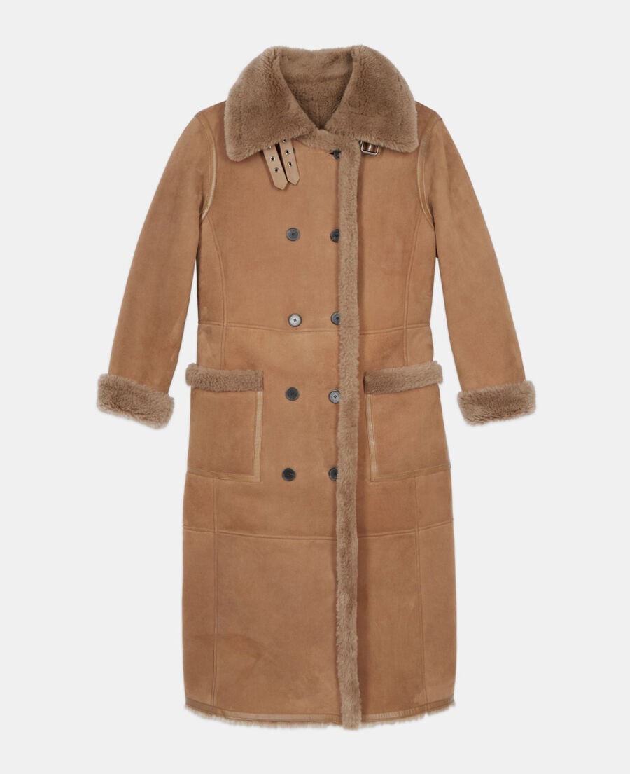 The Kooples FEMME BROWN peau lain&eacute;e longue marron