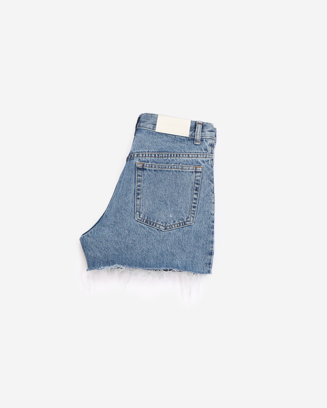 The Kooples DAMEN BLUE DENIM blaue denim-shorts mit umschlagbund