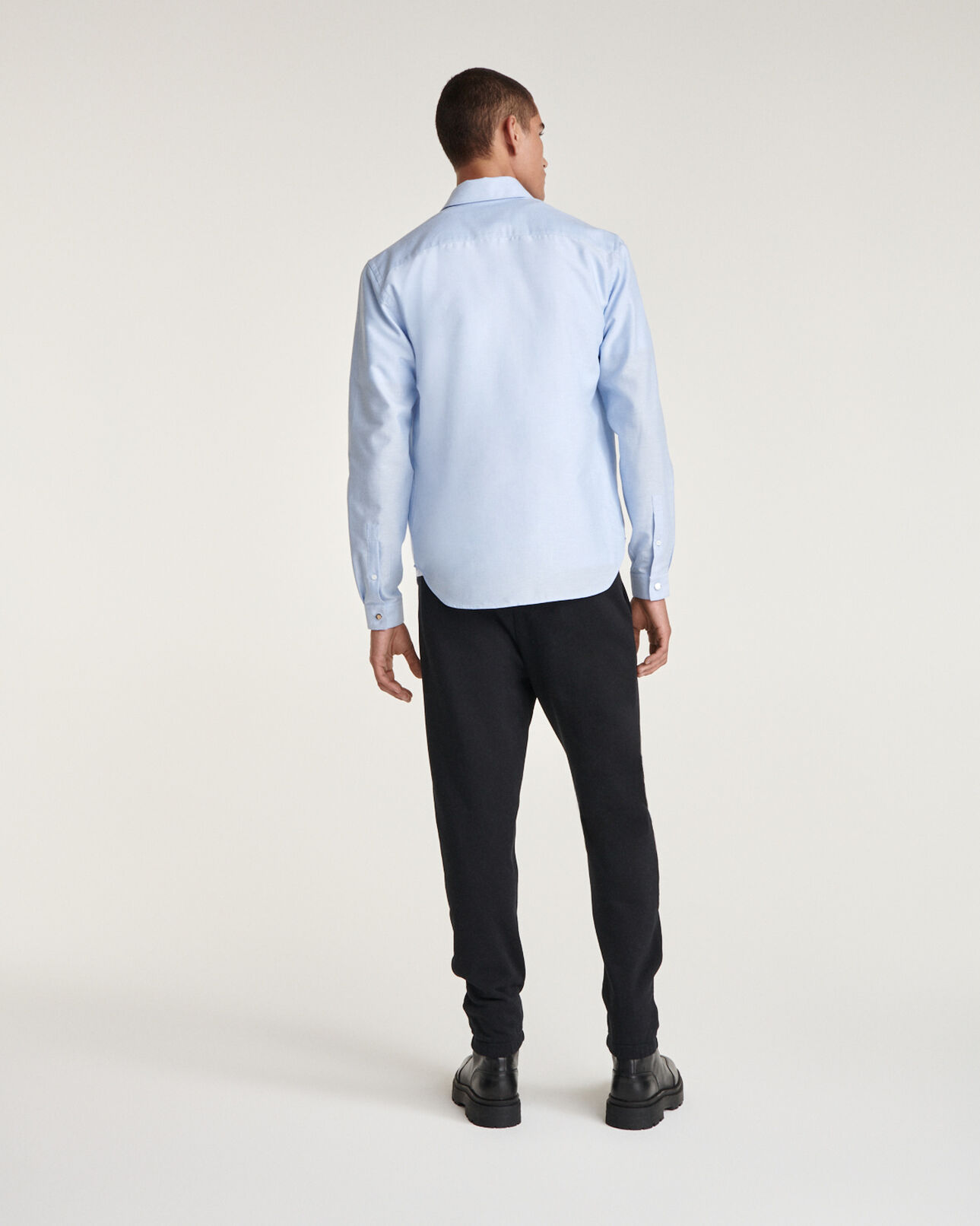 The Kooples MEN SKY sky blue cotton shirt with embroidered heart