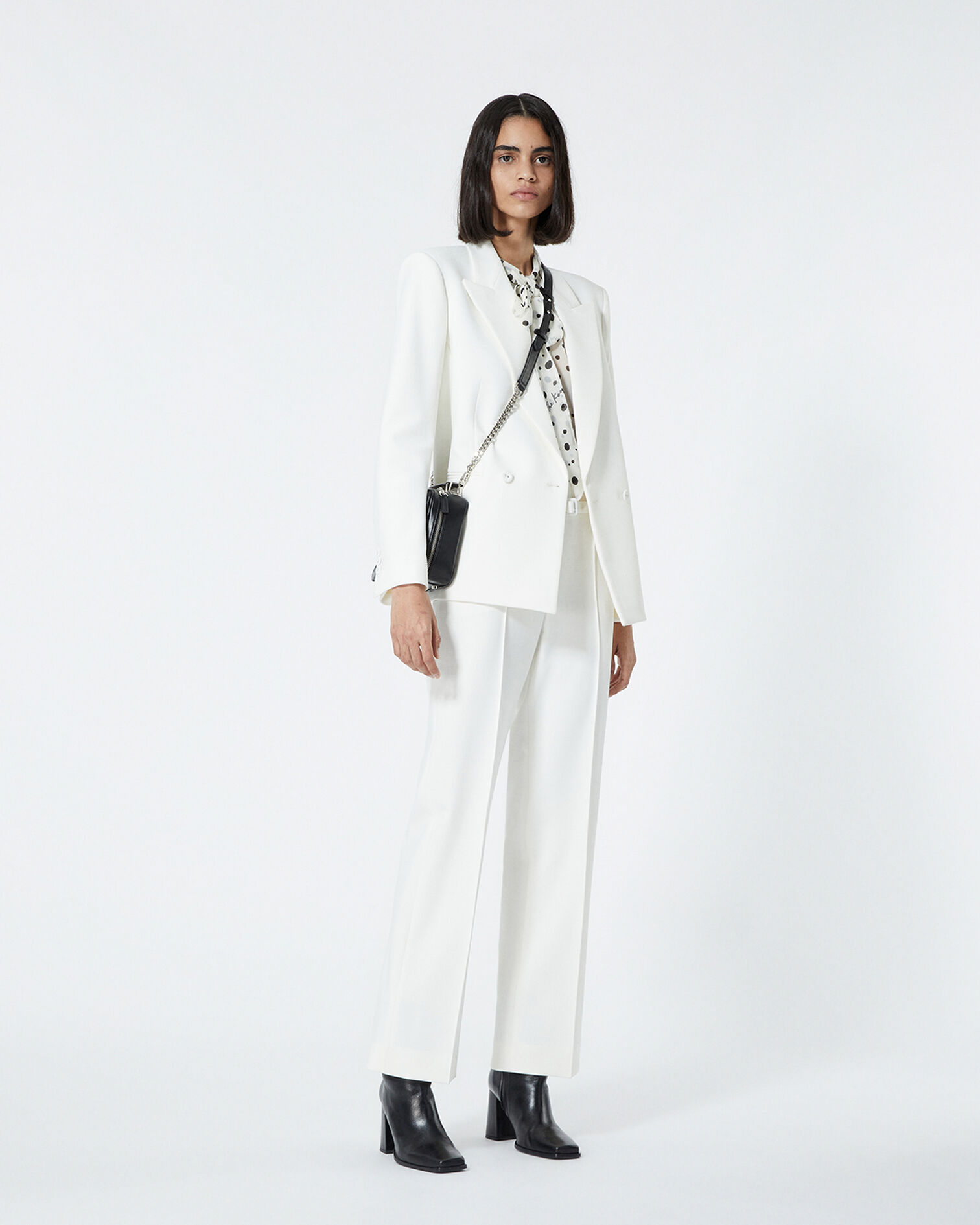 Double-breasted ecru suit jacket w/pockets, ECRU, hi-res image number null