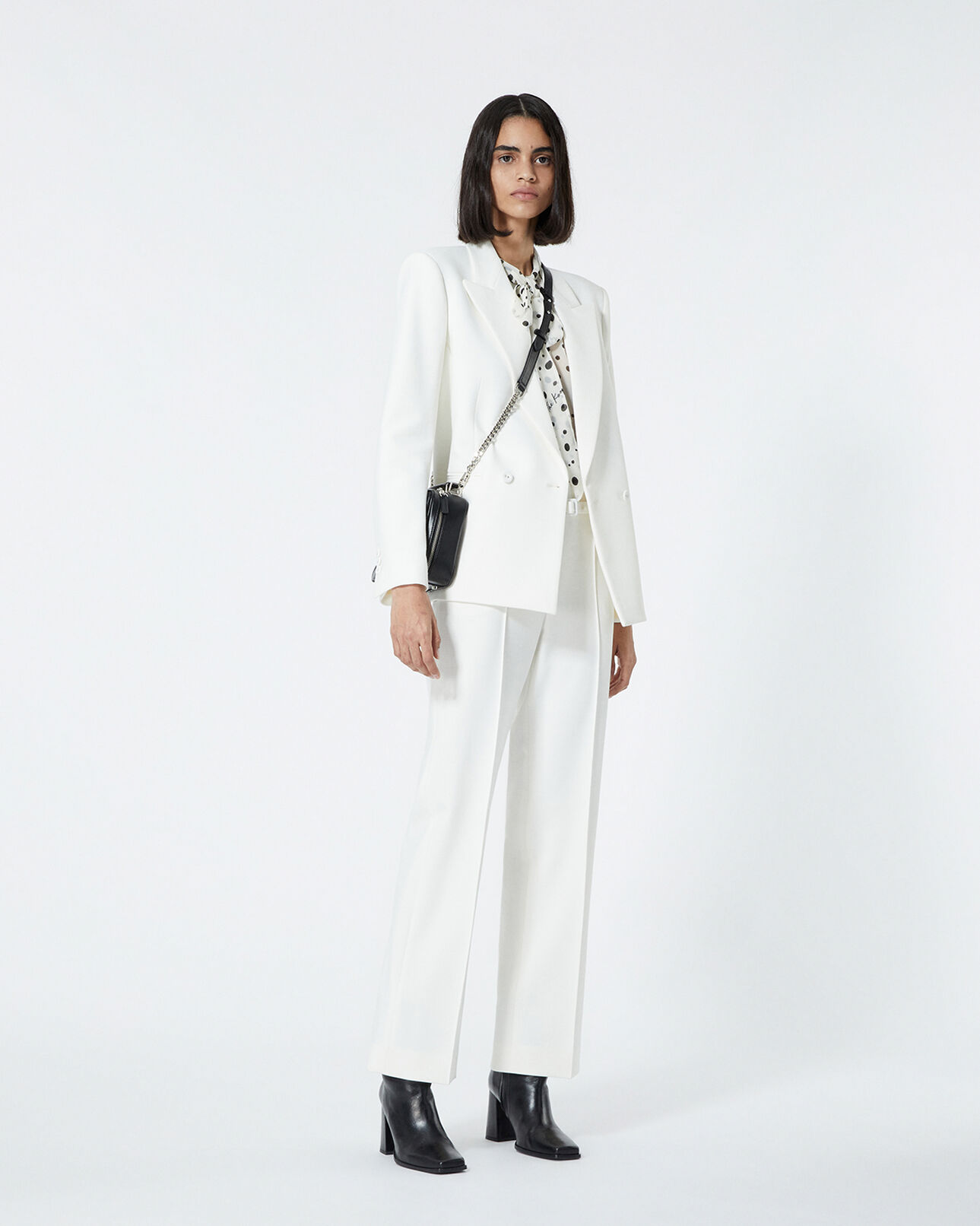The Kooples WOMEN ECRU double-breasted ecru suit jacket w/pockets
