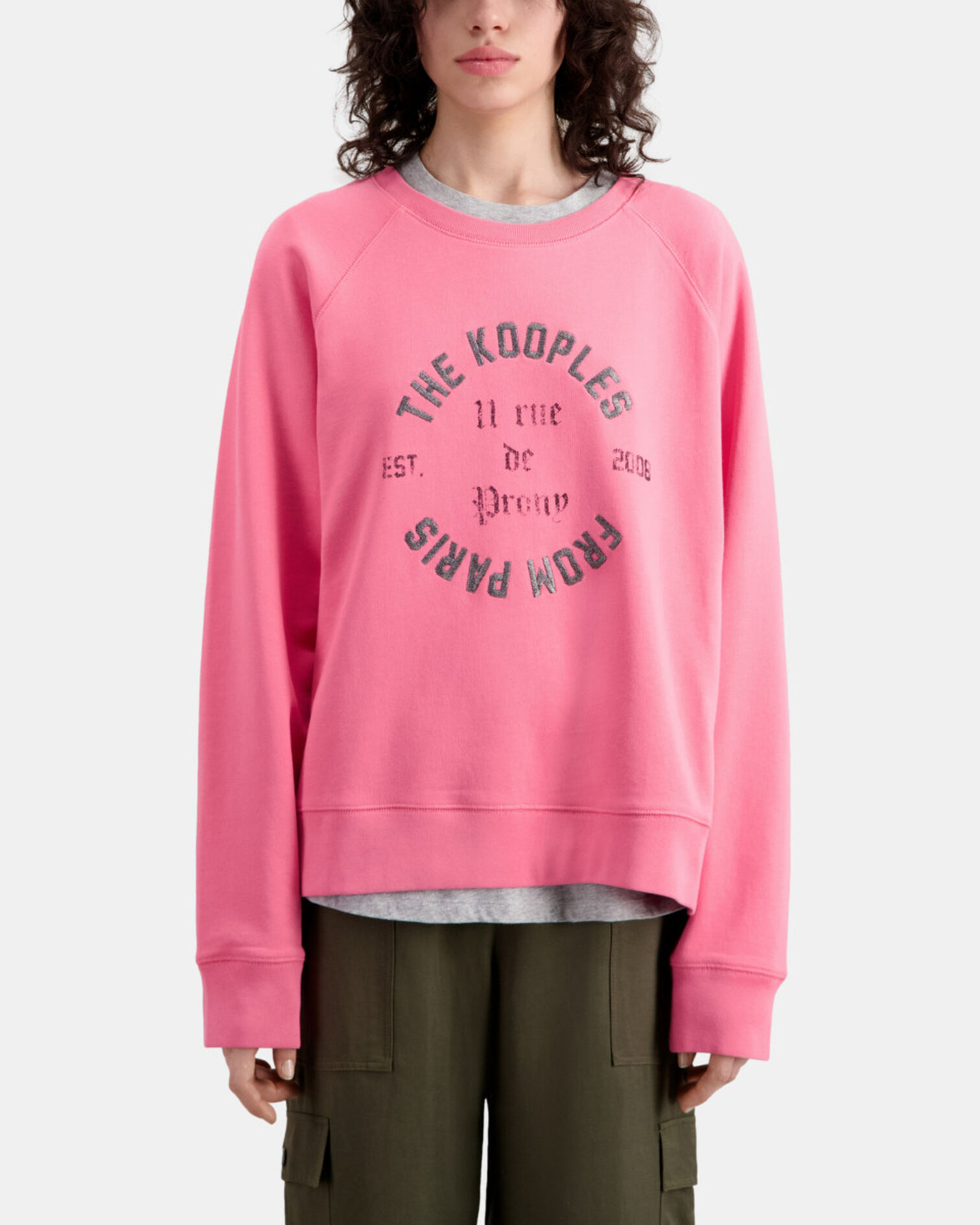 Sweatshirt rose avec sérigraphie 11 Rue de Prony, OLD PINK, hi-res image number null