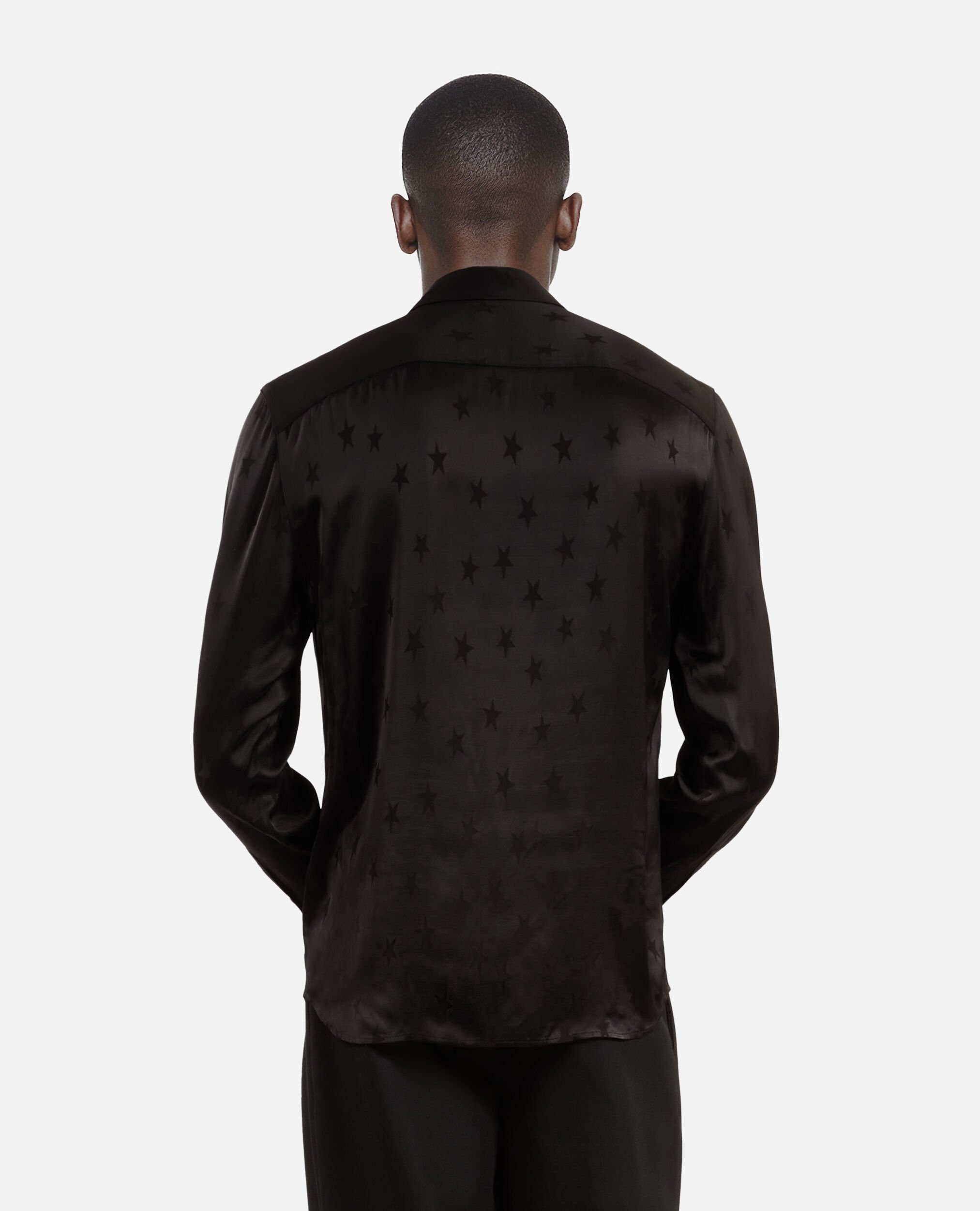 Black jacquard shirt with stars, BLACK, hi-res image number null