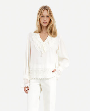 The Kooples WOMEN ECRU blouse with ecru guipure