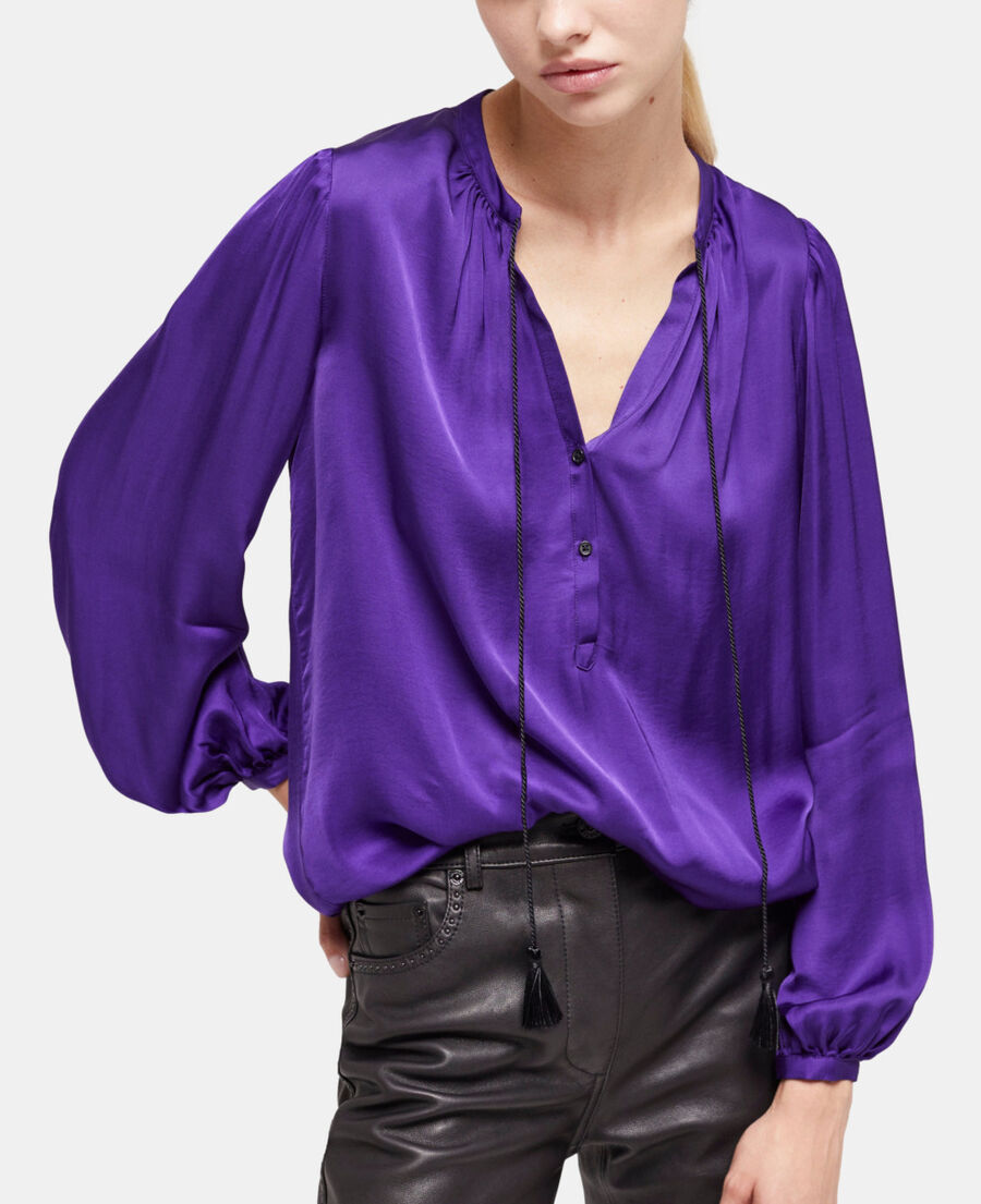 chemise manches bouffantes violette