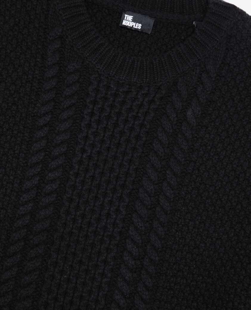 The Kooples H BLACK black wool cable sweater