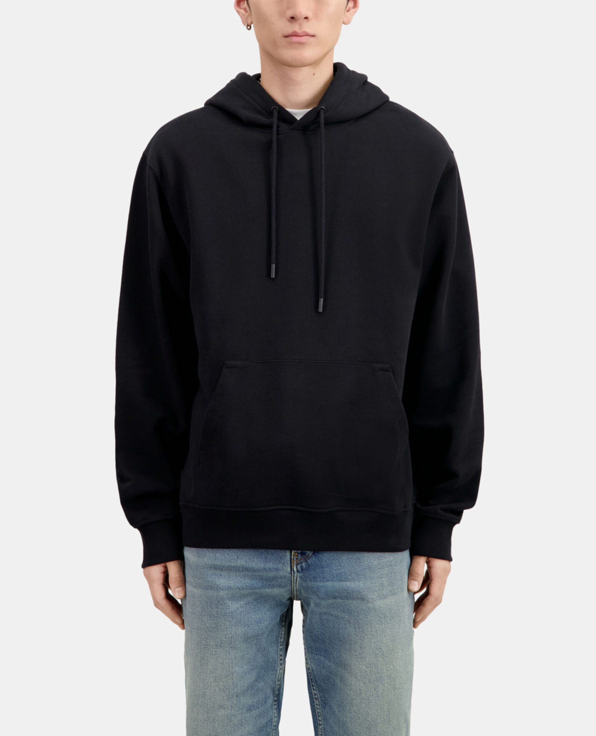 Sweatshirt à capuche avec sérigraphie noir, BLACK, hi-res image number null