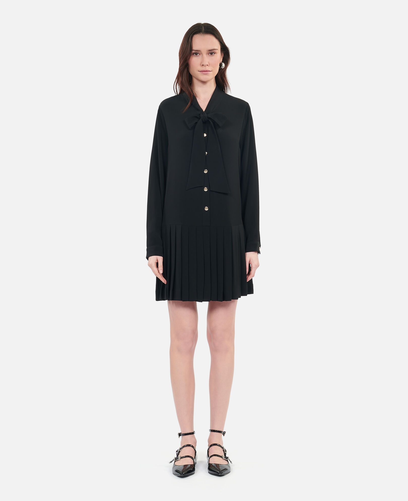 The Kooples MUJER BLACK vestido negro corto plisado
