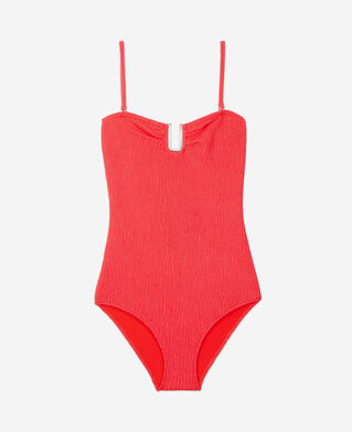 The Kooples F RED the kooples x luz one-piece strapless red swimsuit