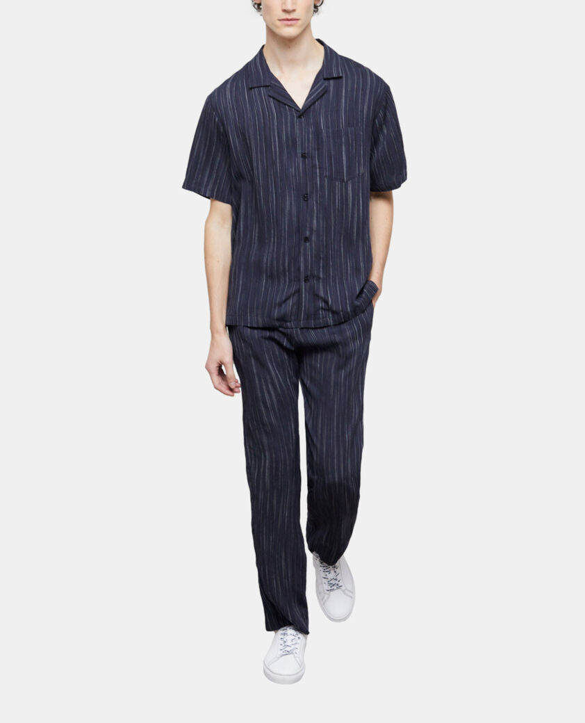 The Kooples H DARK NAVY-ECRU navy blue striped shirt
