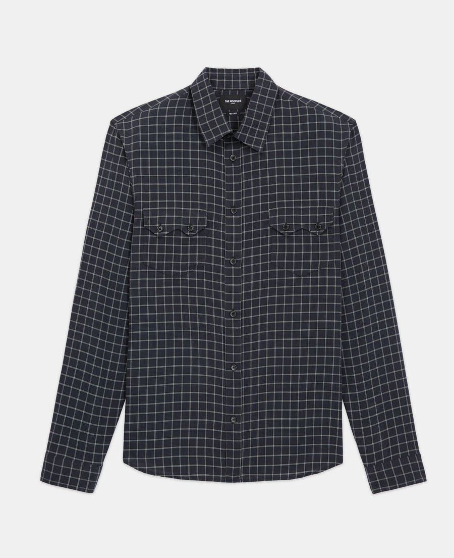 The Kooples H DARK GREY check shirt with classic collar