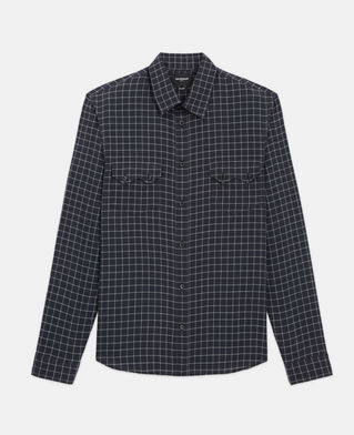The Kooples H DARK GREY check shirt with classic collar