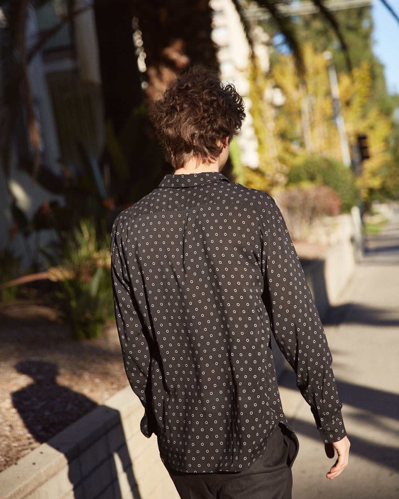The Kooples MEN BLACK WHITE black shirt with white polka dots