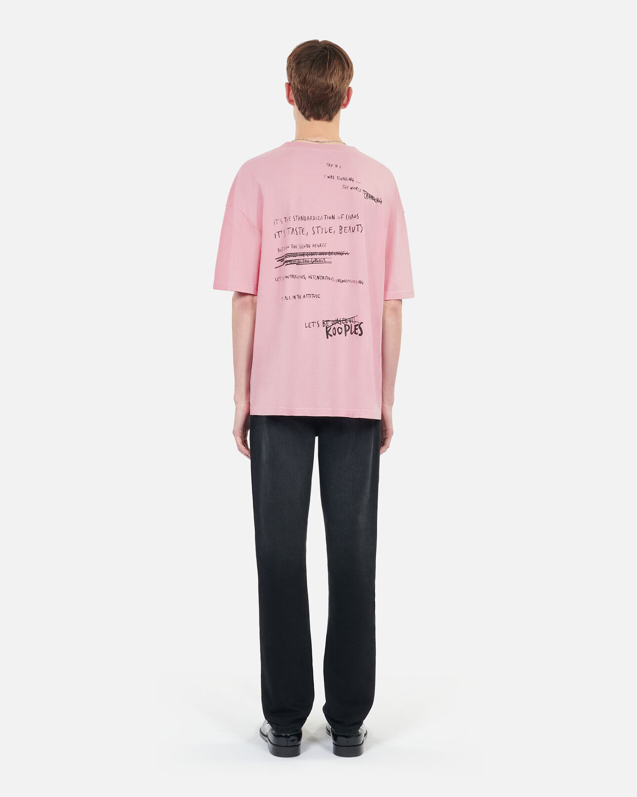The Kooples MEN SWEET PINK light pink what is handwritten serigraphy t-shirt