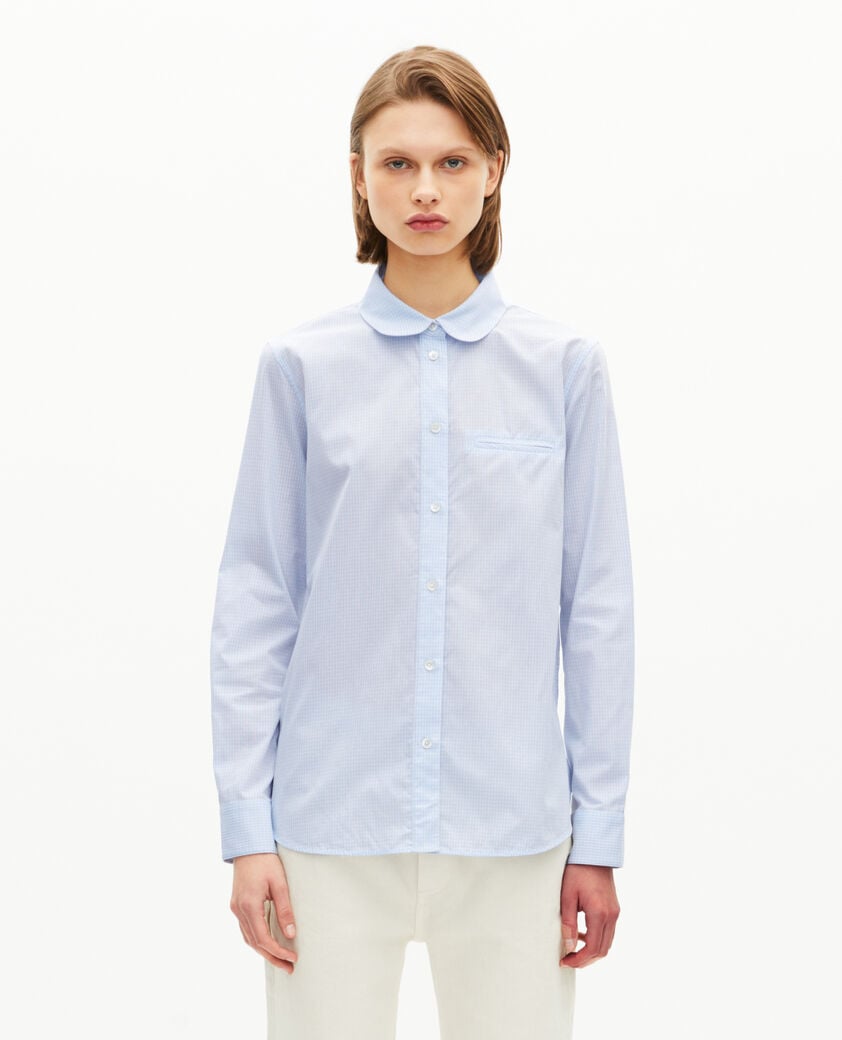 The Kooples F BLUE WHITE light blue micro check shirt