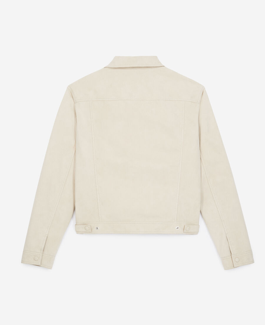 suede-like beige leather shirt w/buttons