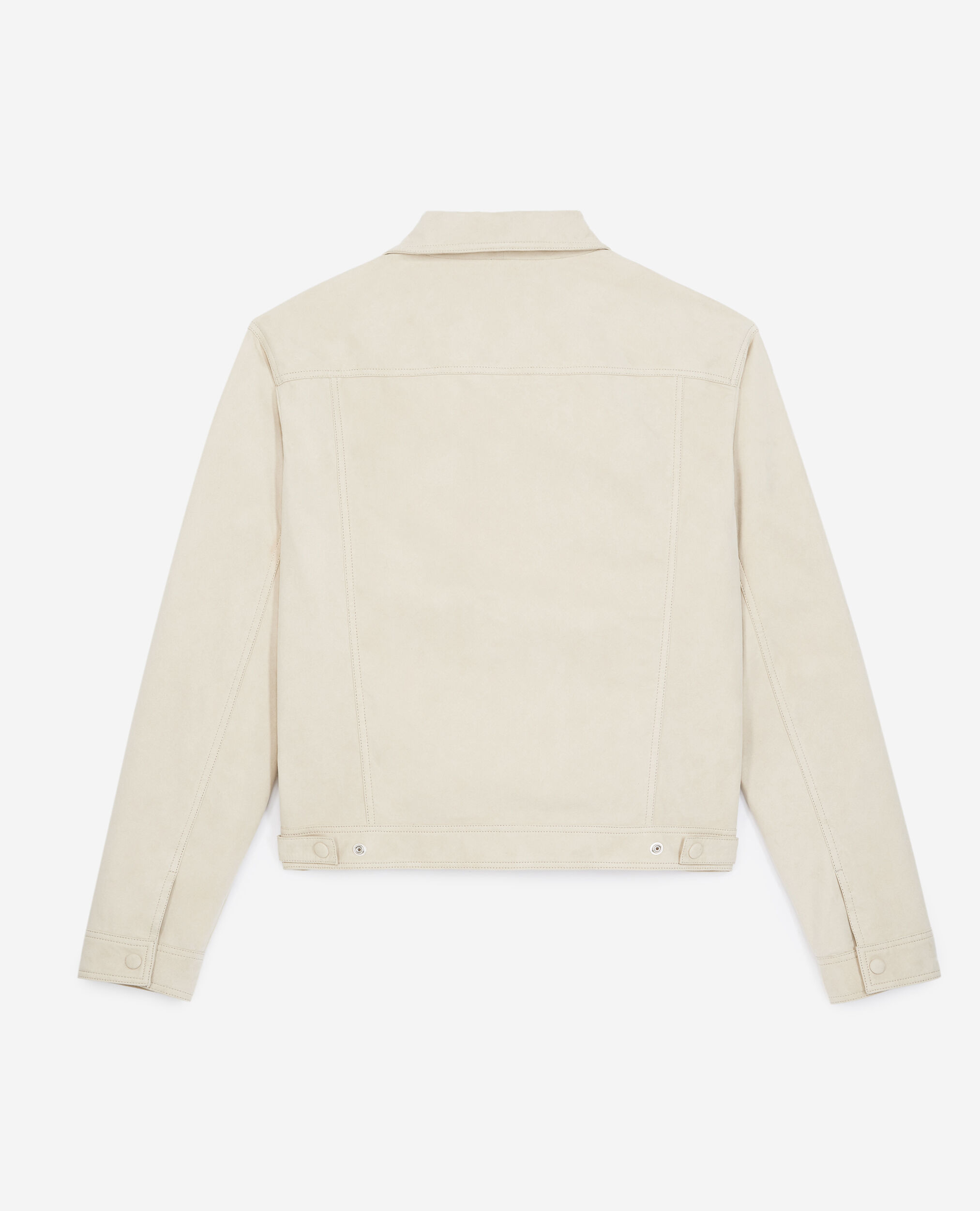 Suede-like beige leather shirt w/buttons, LIGHT BEIGE, hi-res image number null