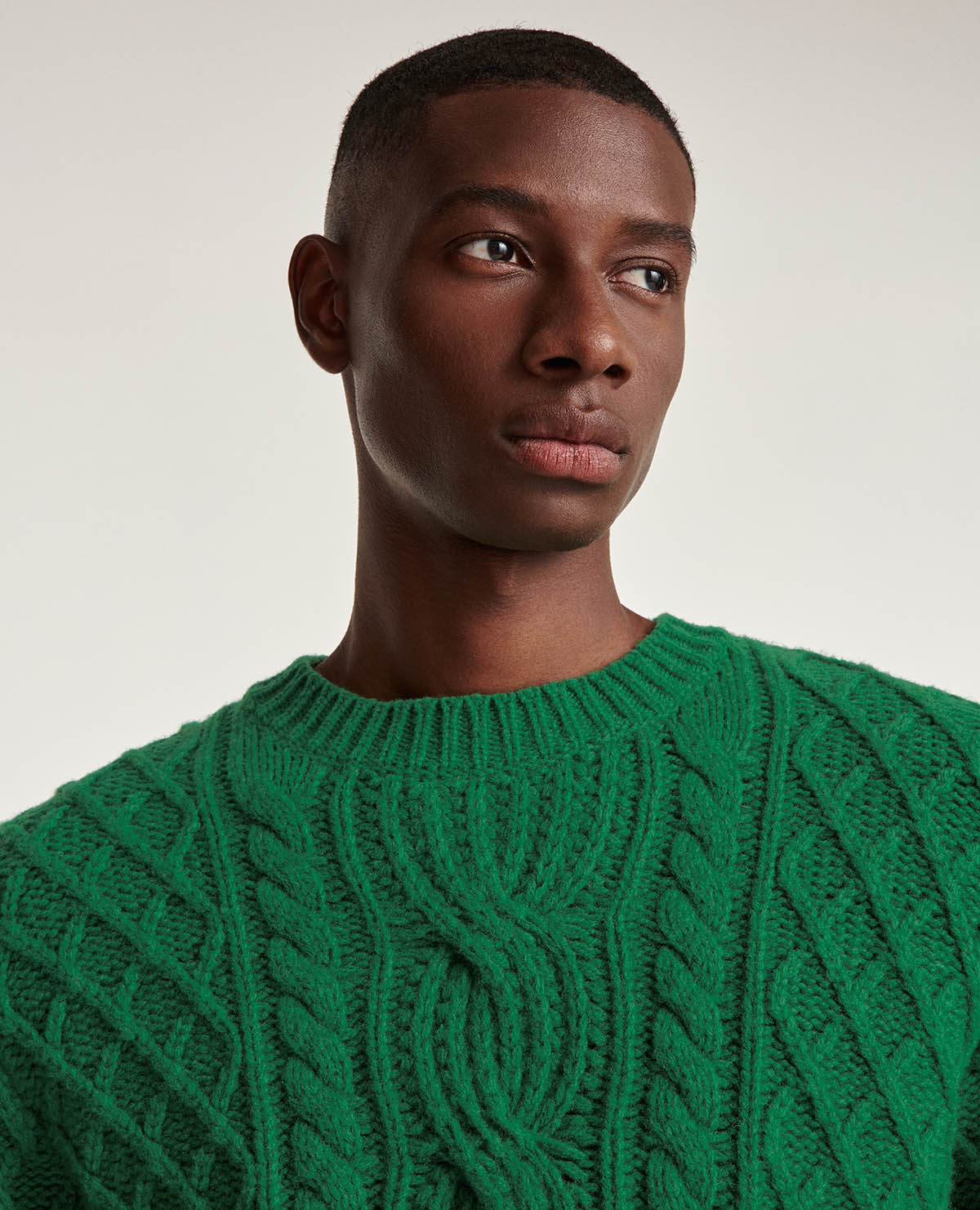 Forest green cable new arrivals knit sweater