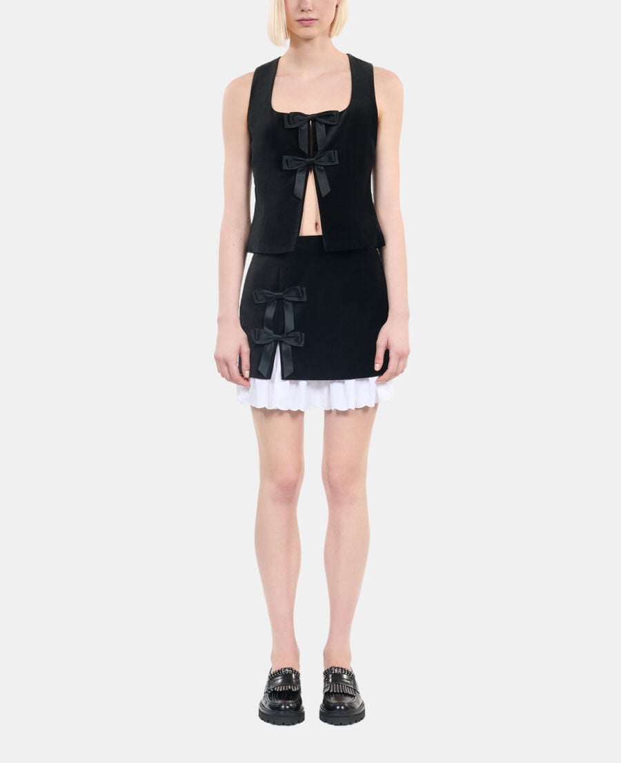 The Kooples WOMEN BLACK short black velvet skirt 