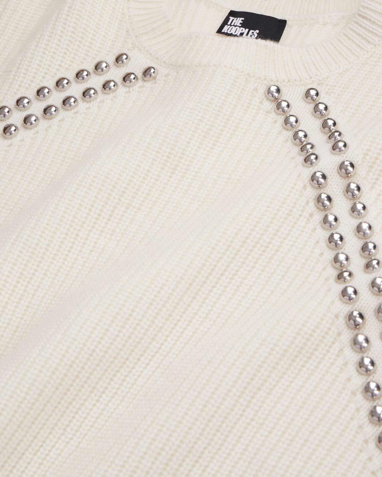 The Kooples MUJER ECRU jersey blanco crudo lana cachemira acanalados
