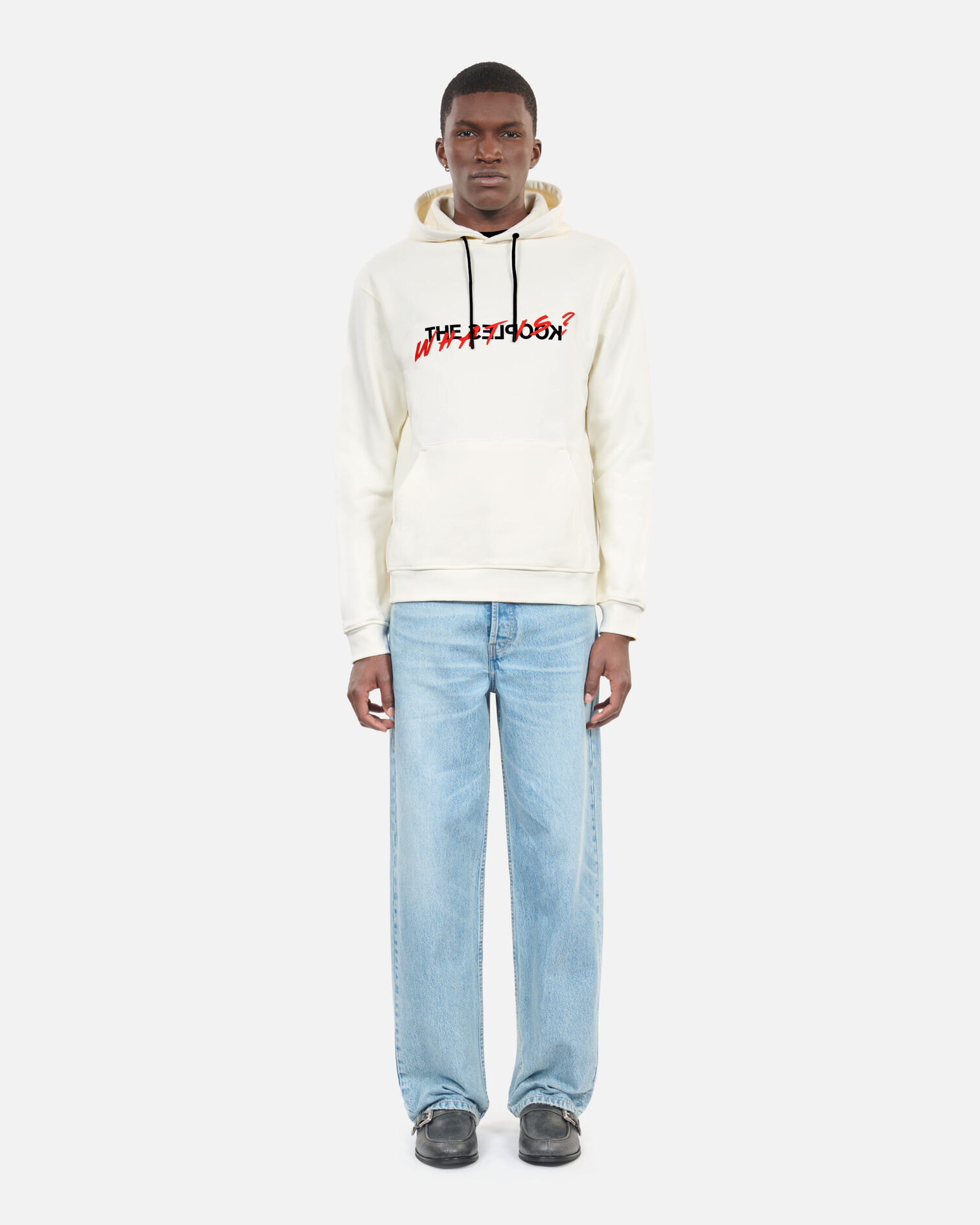 Men's Ecru sweatshirt with What is screen print, ECRU, hi-res image number null