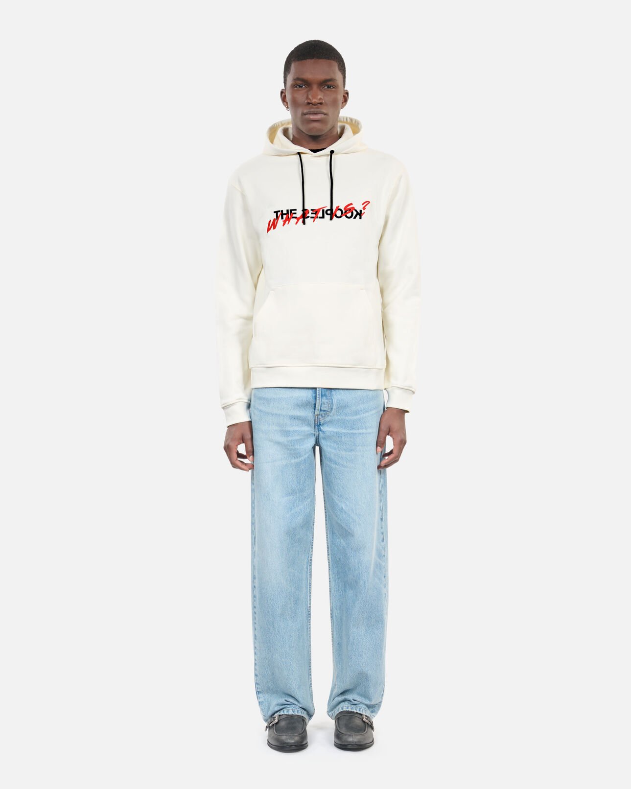 The Kooples HERREN ECRU herren ecrufarbenes sweatshirt mit what is-siebdruck