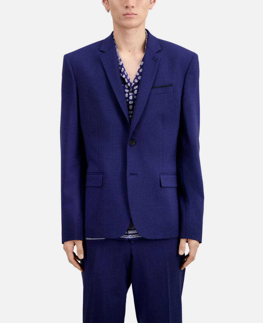 The Kooples H DARK BLUE bright blue wool suit jacket