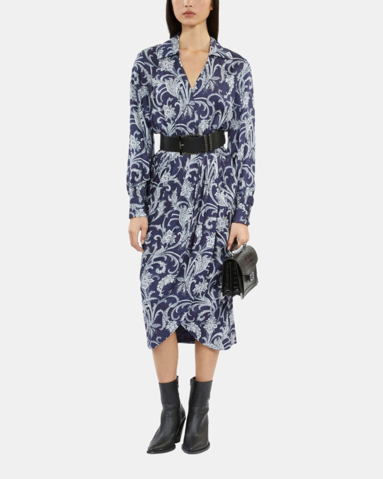 The Kooples MUJER BLACK cinturón piel negro hebilla cadena