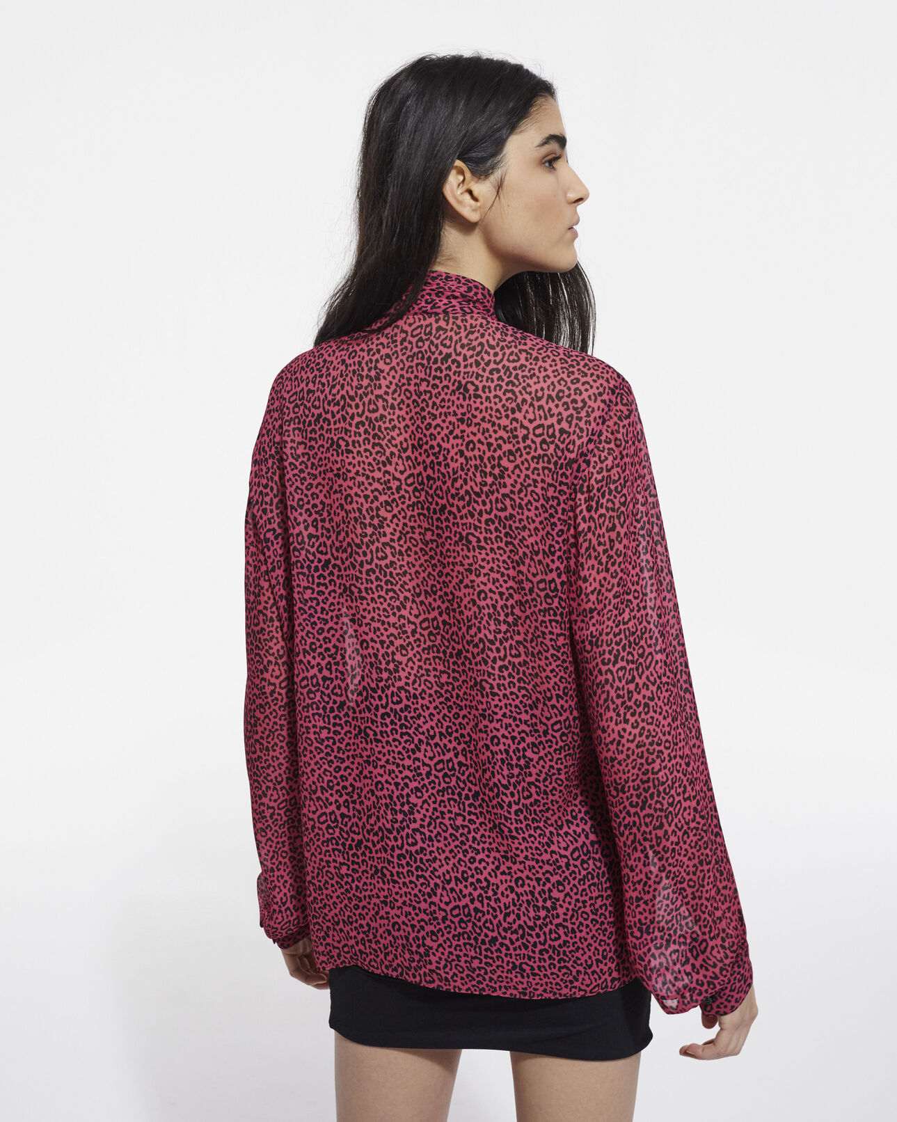 The Kooples WOMEN PINK BLACK pink leopard-print shirt