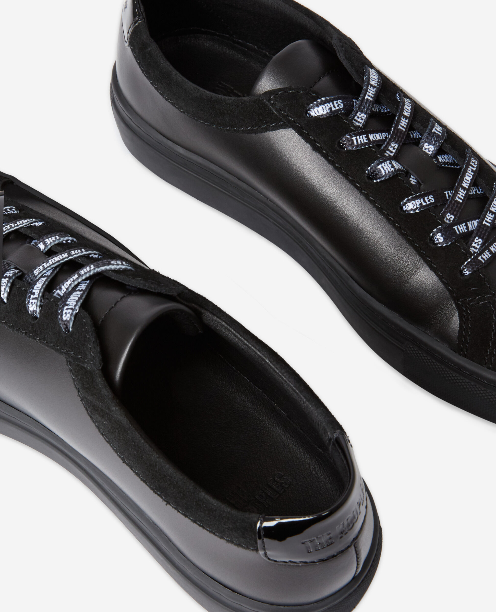 Black leather sneakers, BLACK, hi-res image number null