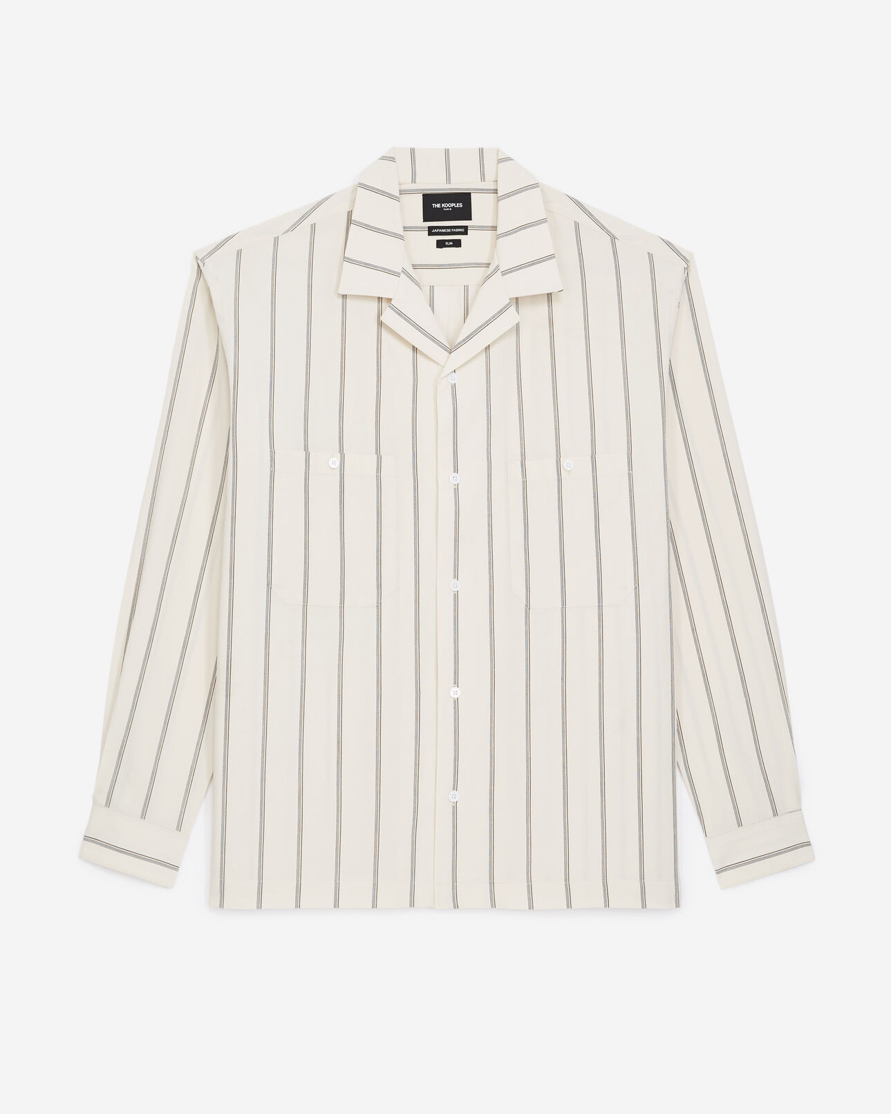 The Kooples HOMME BEIGE GREY chemise coton blanc cassé à rayures