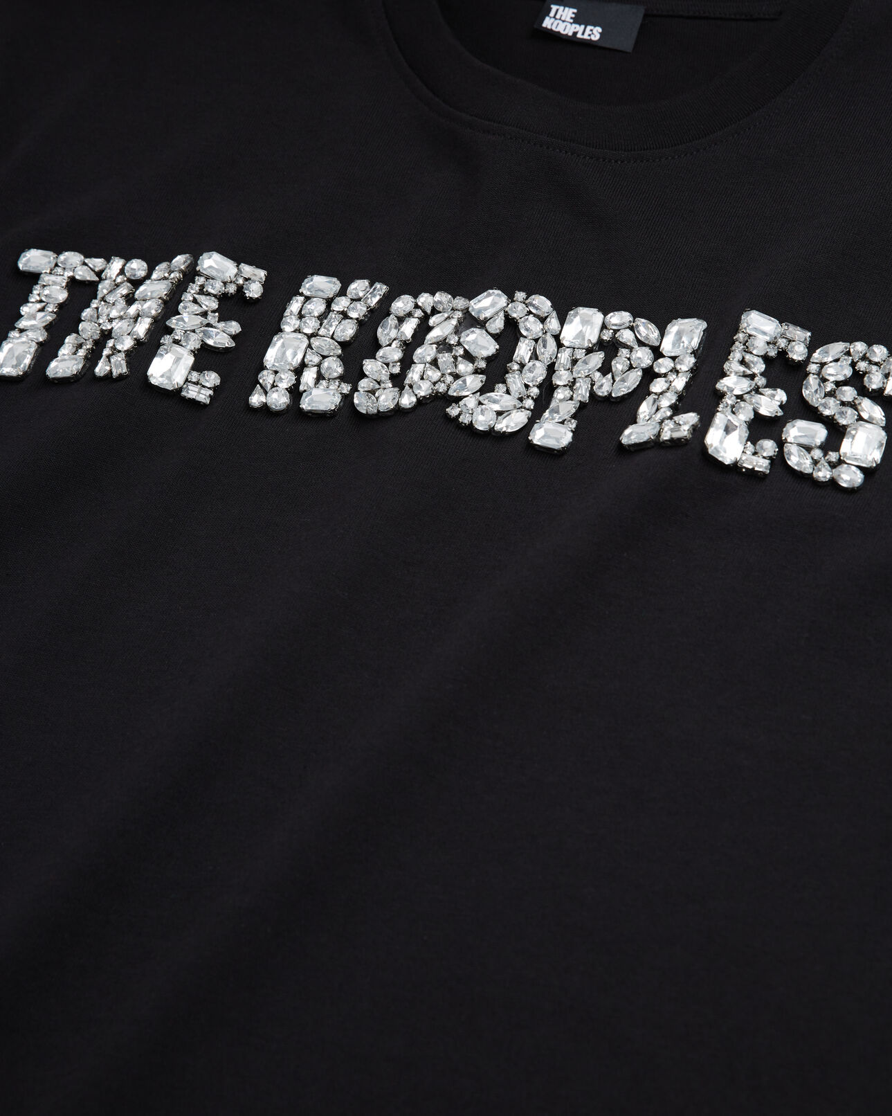 The Kooples HOMME BLACK t-shirt homme à logo strass noir